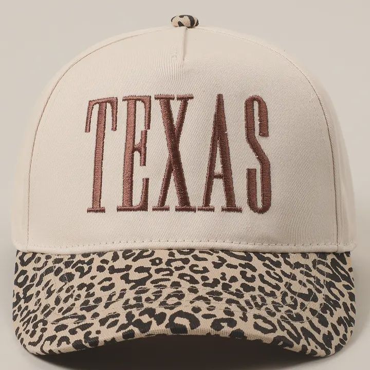 Texas Embroidered Trucker Hat - Brown Leopard