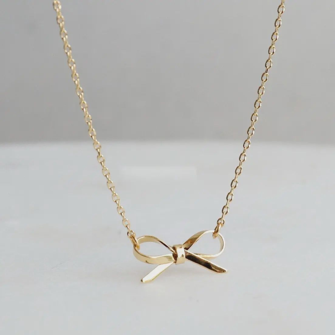 18K Stainless Steel Tarnish Free Bow Necklace