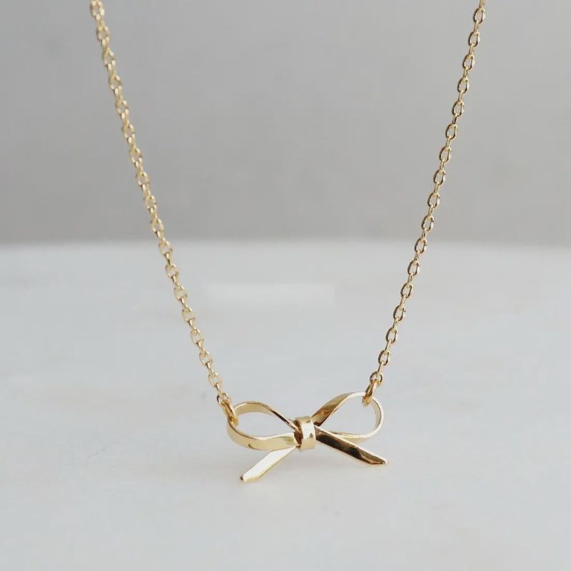 18K Stainless Steel Tarnish Free Bow Necklace