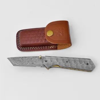Full Damascus Steel Tanto Folding Knife