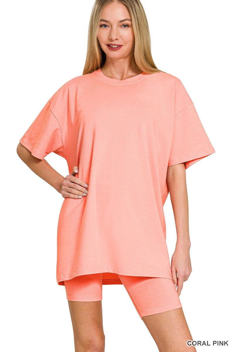 Biker Short Set - Coral Pink
