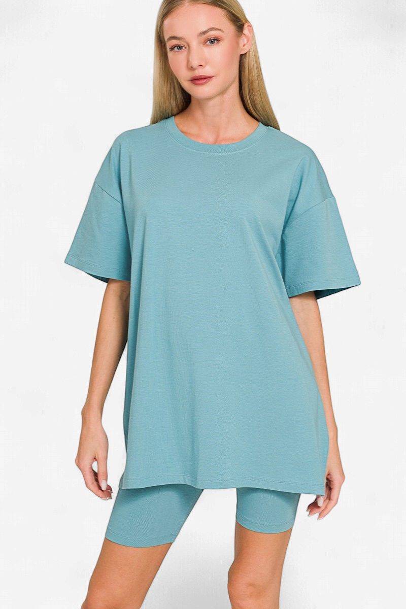 Biker Short Set - Dusty Teal