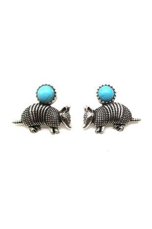 Western Armadillo Turquoise Post Earrings