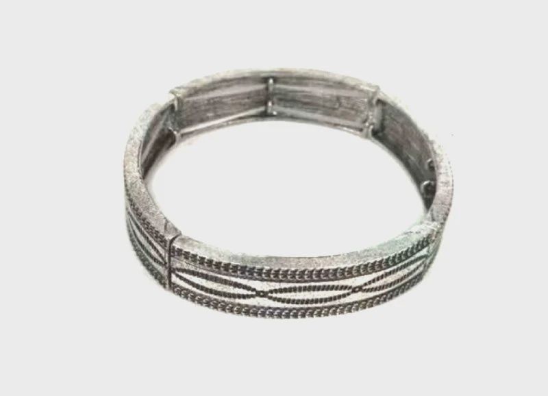 Western Boot Stitch Engraved Stretch Bracelet