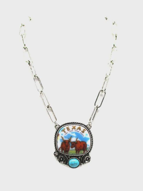 Western Texas Portrait Turquoise Necklace