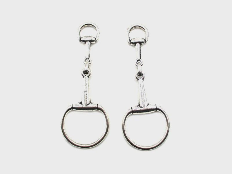 Large Snaffle Bit Dangle Earring - Silver