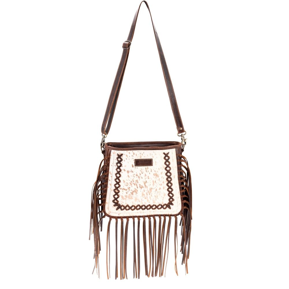 Rose Gold Foil Leather and Cowhide Fringe Crossbody
