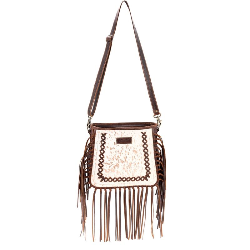 Rose Gold Foil Leather and Cowhide Fringe Crossbody