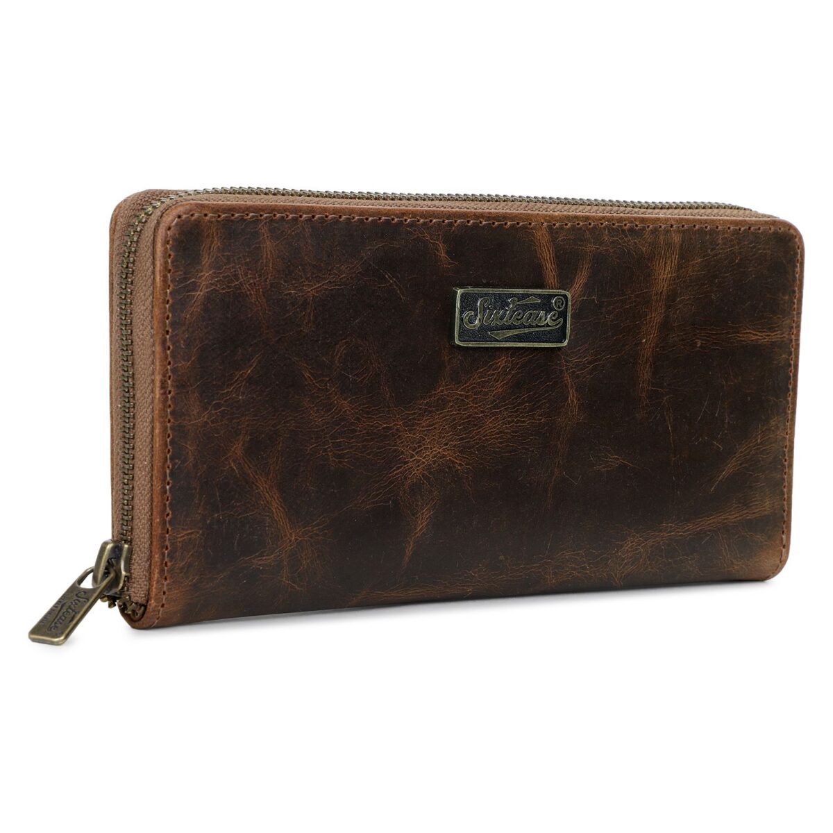 Vintage Leather Brown Zip Wallet