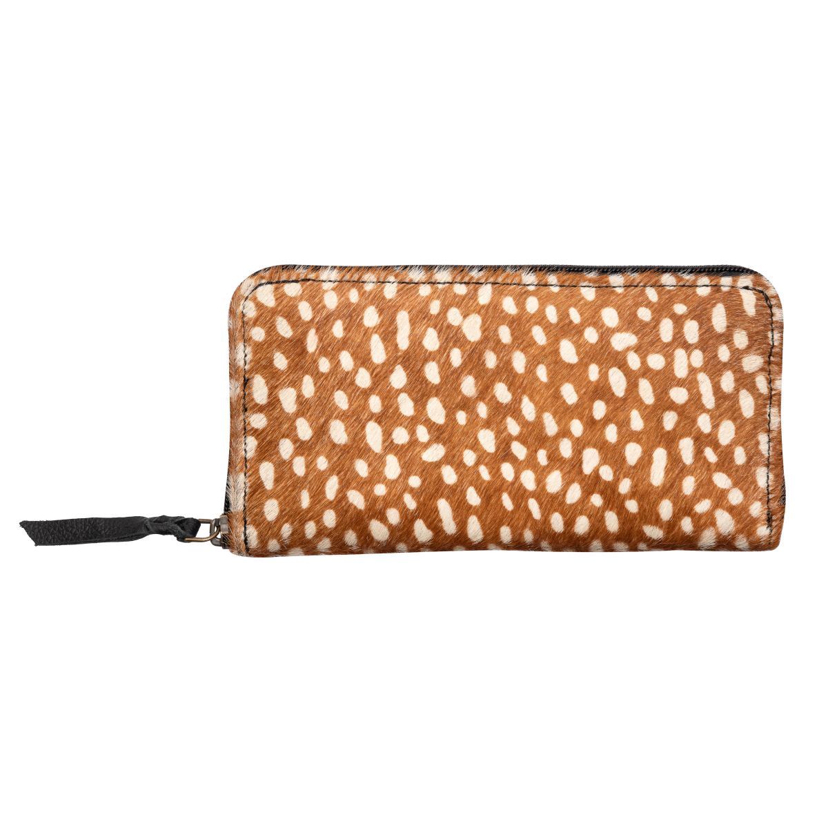 Deer Print Cowhide Zip Wallet