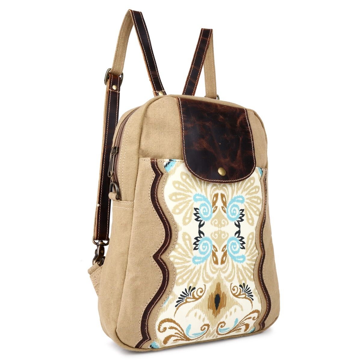 Upcycled Canvas and Leather Backpack