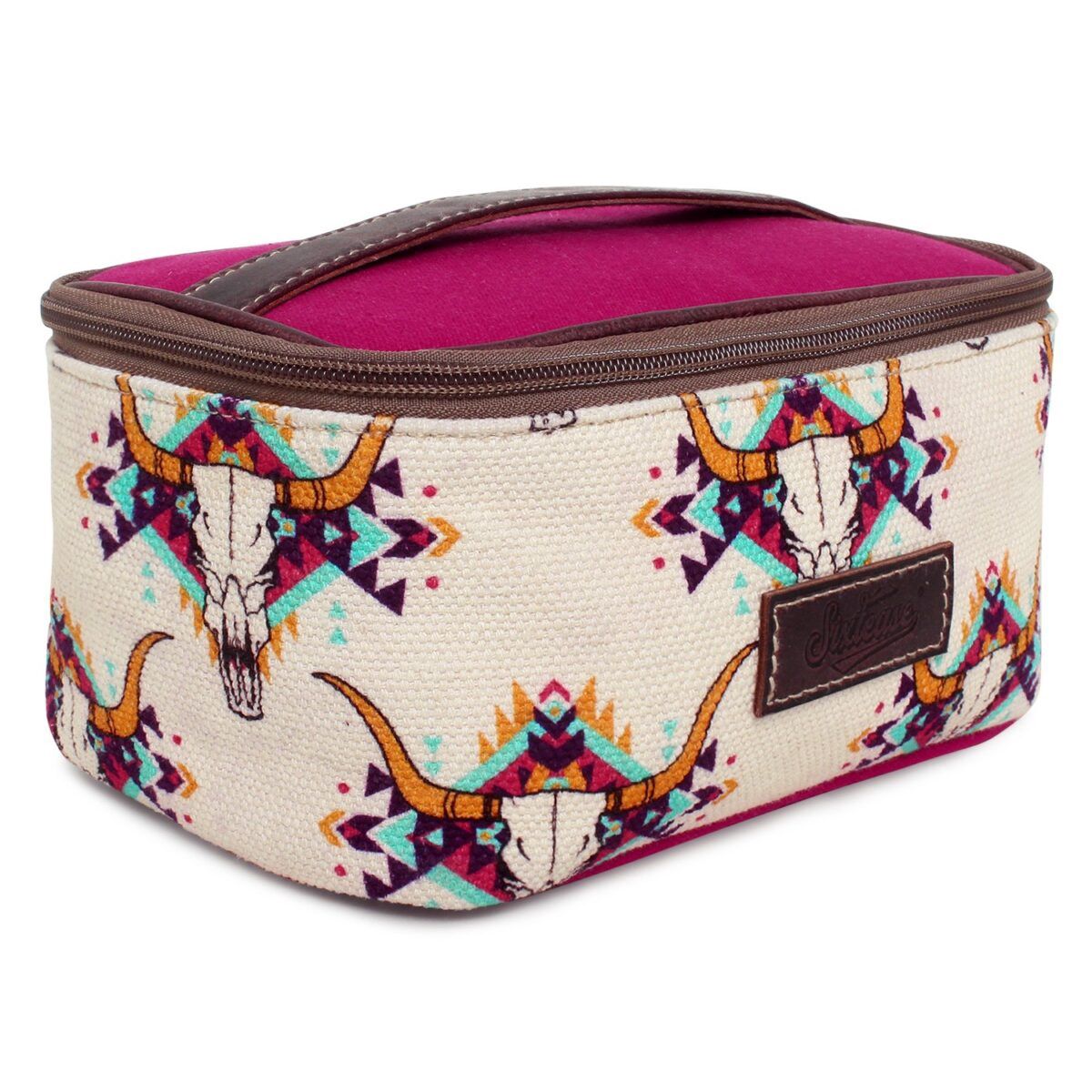 Fancy Cow Skull Cosmetic Tote
