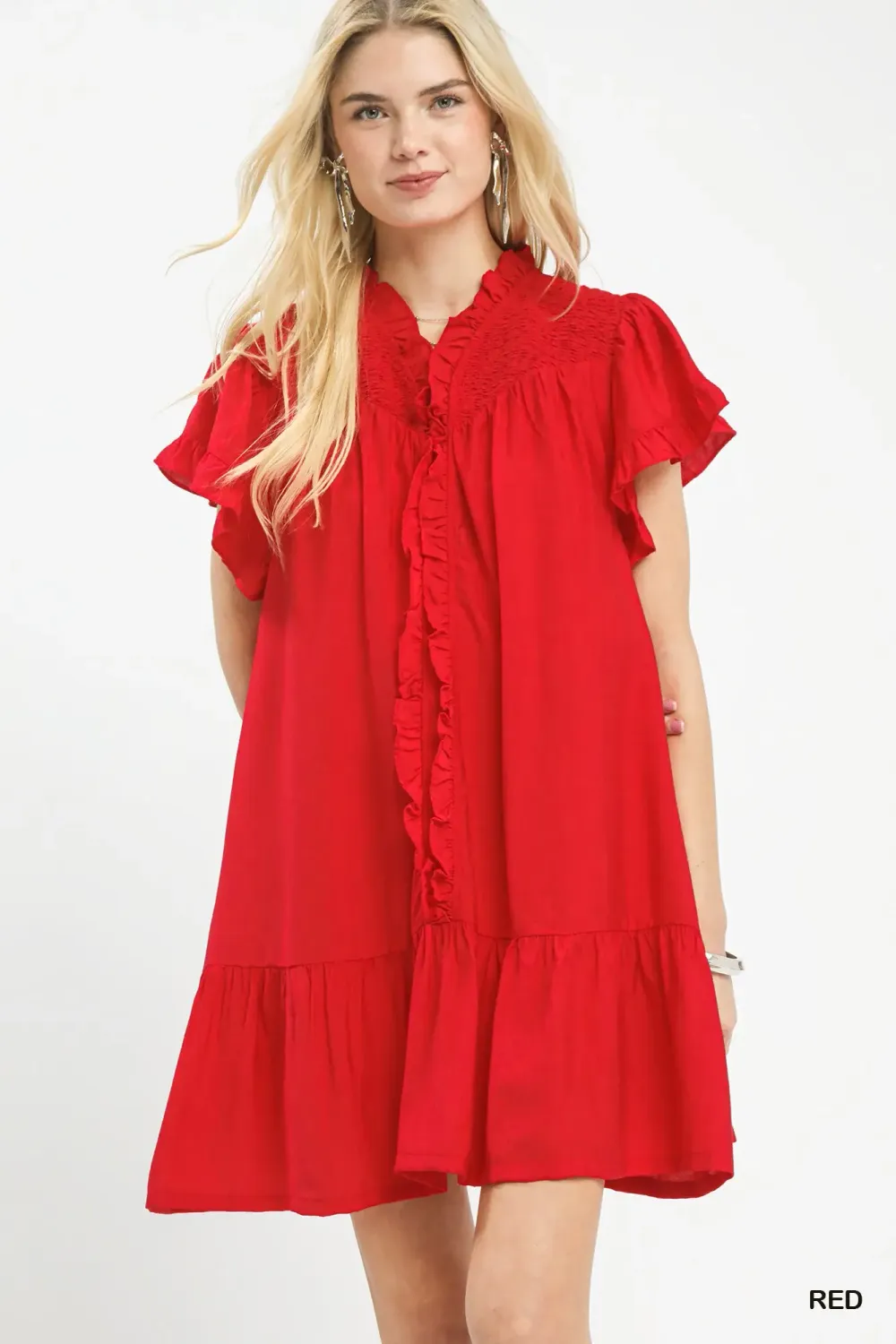 Red Ruffle Mini Dress