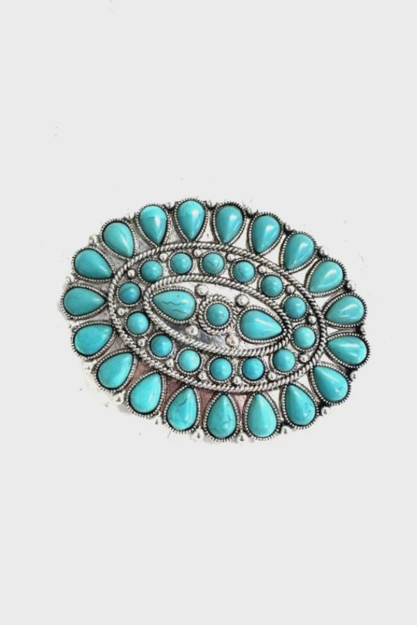 Turquoise Stone Concho Belt Buckle