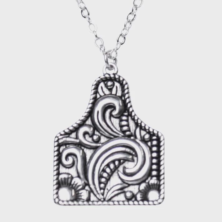 925 Sterling Silver Cattle Tag Necklace
