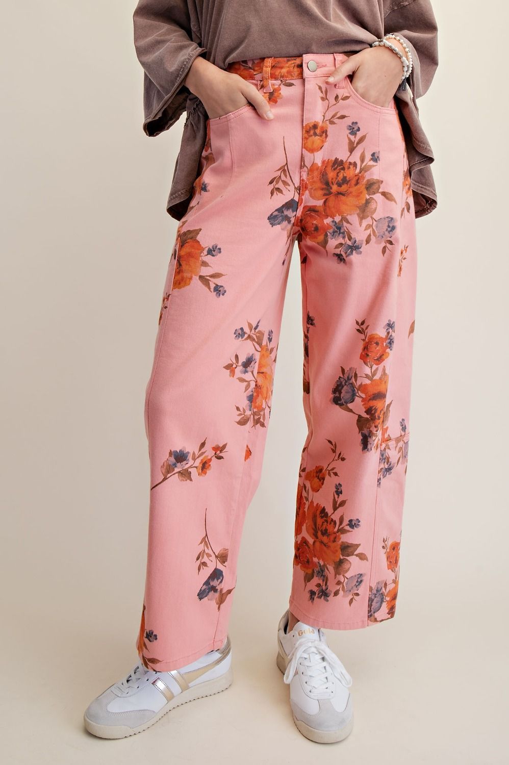 Coral Bloom Barrel Pants