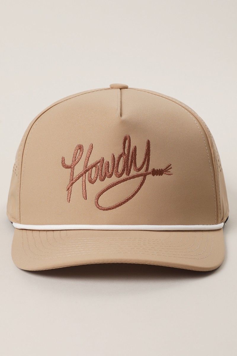 Howdy Embroidered Trucker Hat, Color: Sand/Brown, Size: One-Size