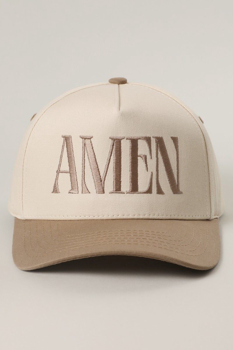 Amen Embroidery Trucker Hat - Beige