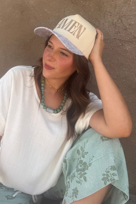 Amen Embroidery Trucker Hat - White Camo