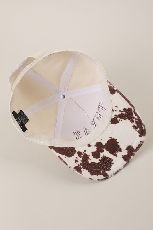 Texas Embroidered Trucker Hat - Brown Cow Print