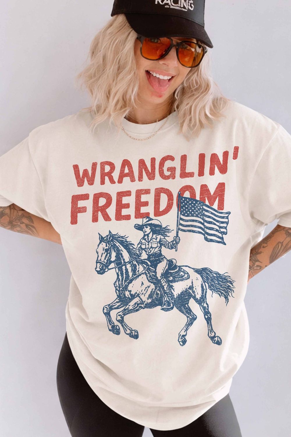 Wranglin Freedom Oversized Graphic Tee