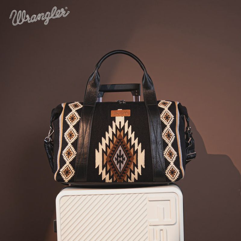 Wrangler Southwestern Print Duffle Bag- Black