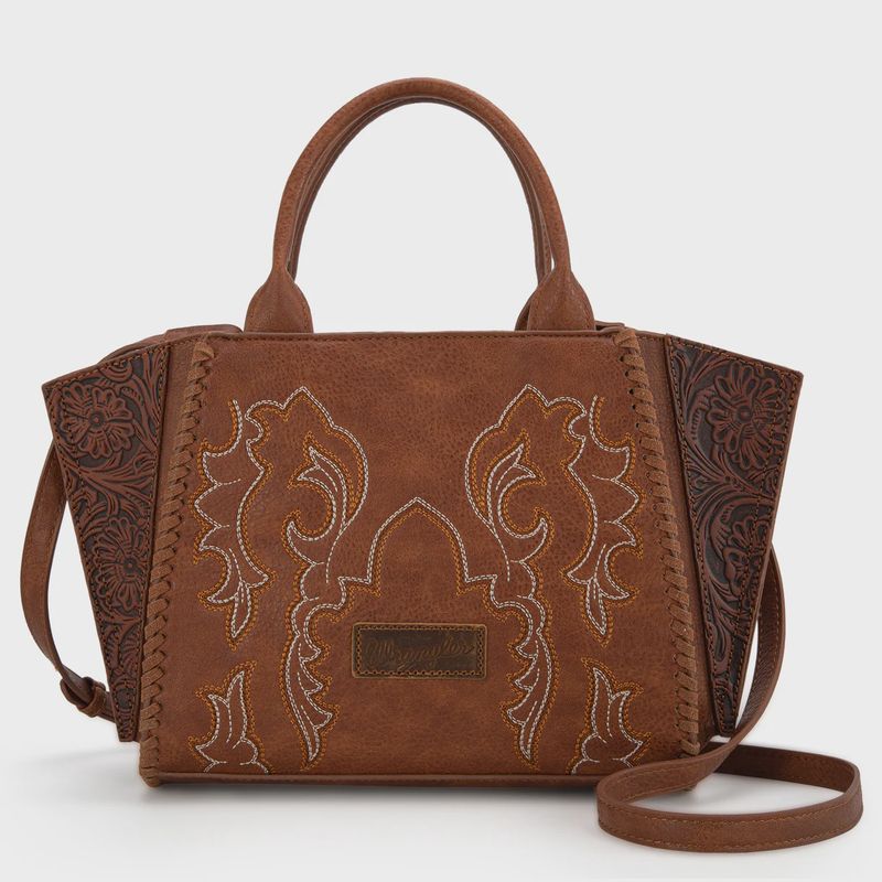 Wrangler Embroidered Trapezoid Concealed Carry Tote - Brown