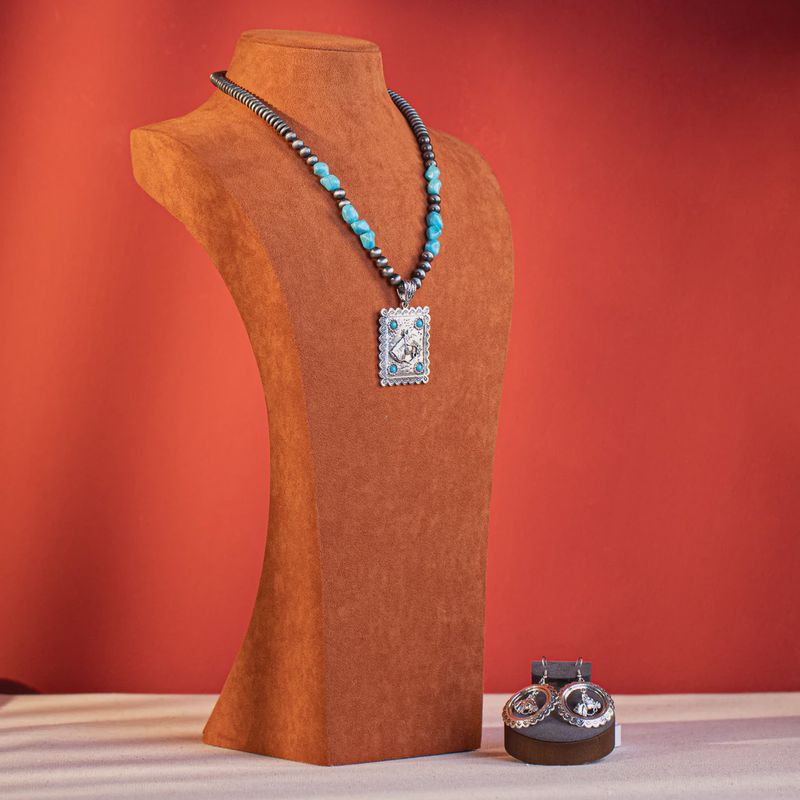 Horse Head Pendant Necklace &amp; Earrings Set