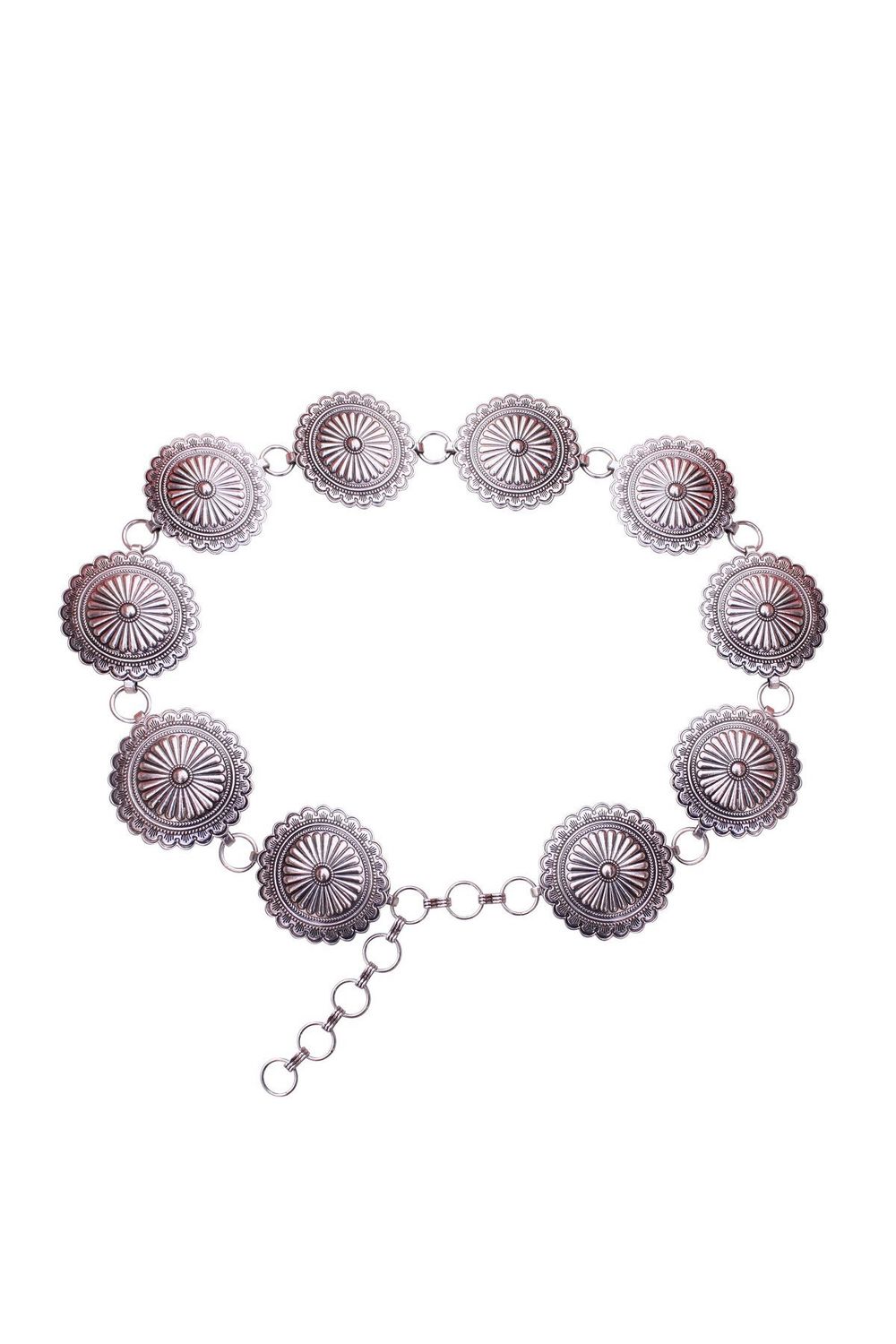 Silver Floral Round Concho Belt - Small