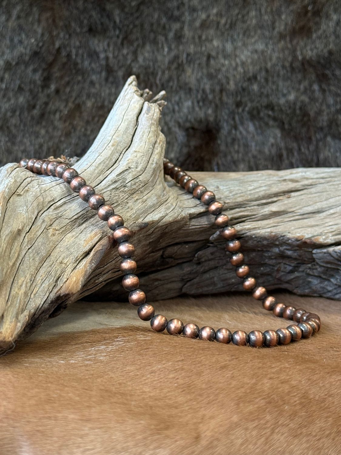 Copper Navajo Pearls Necklace - 6mm Beads