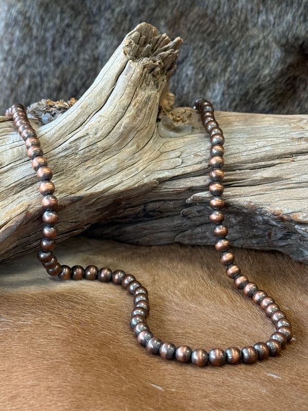Copper Navajo Pearls Necklace - 6mm Beads