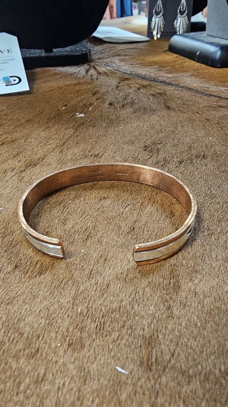 Small Navajo Engraved Silver and Copper Cuff