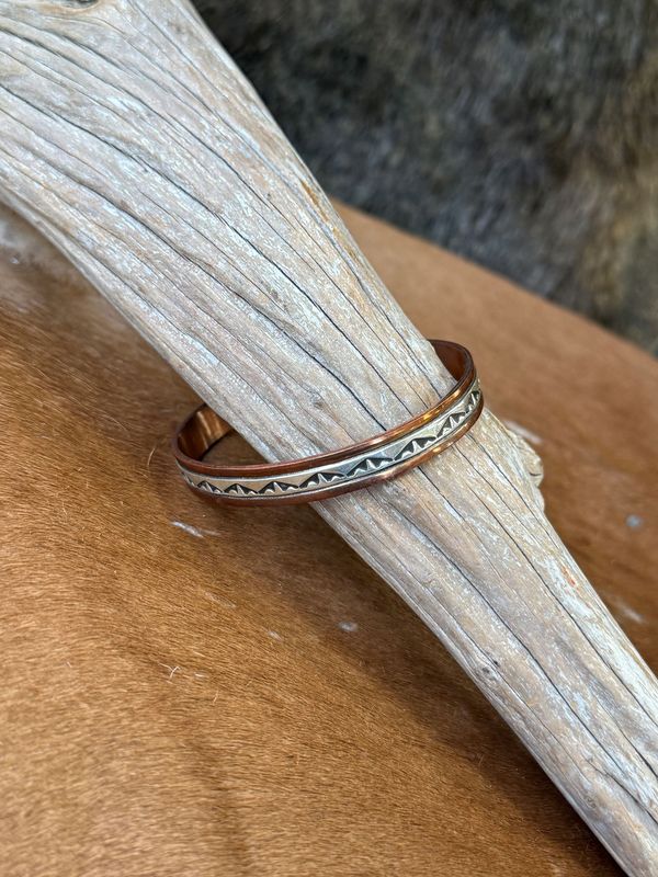 Small Navajo Engraved Silver and Copper Cuff