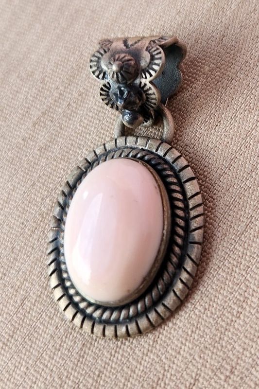 Pink Stone Silver Pendant