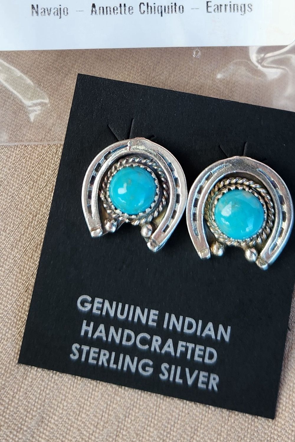 Silver &amp; Turquoise Horseshoe Earrings