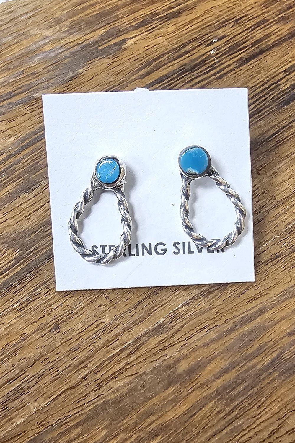 Silver &amp; Turquoise Rope Loop Earrings