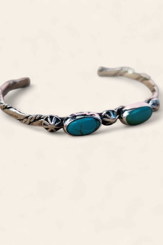 Skinny Silver &amp; Turquoise Cuff