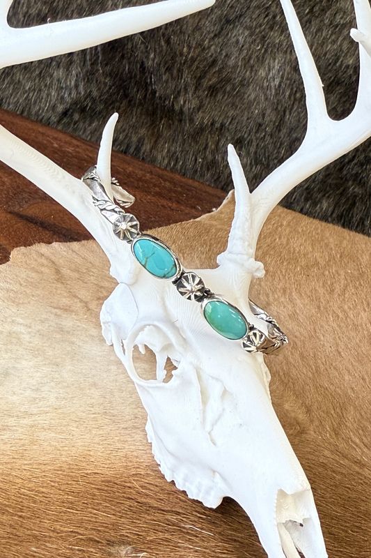 Skinny Silver &amp; Turquoise Cuff