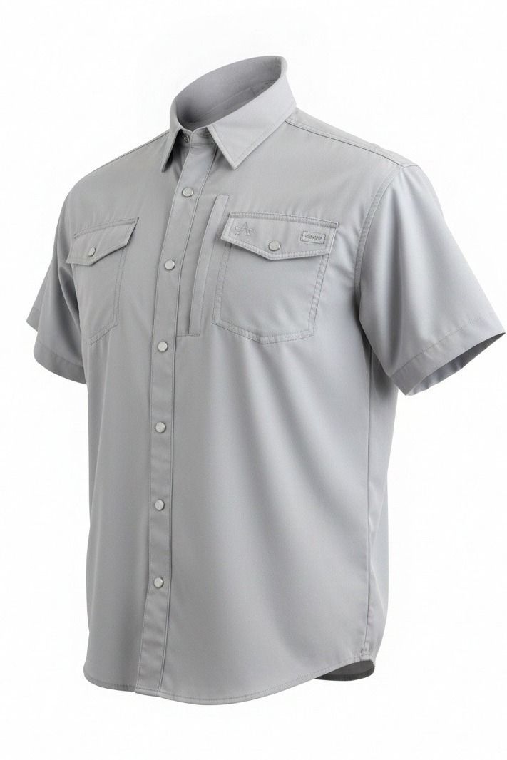 Arrowhead Ranch Performance Pearl Snap Short Sleeve - Steel Blue