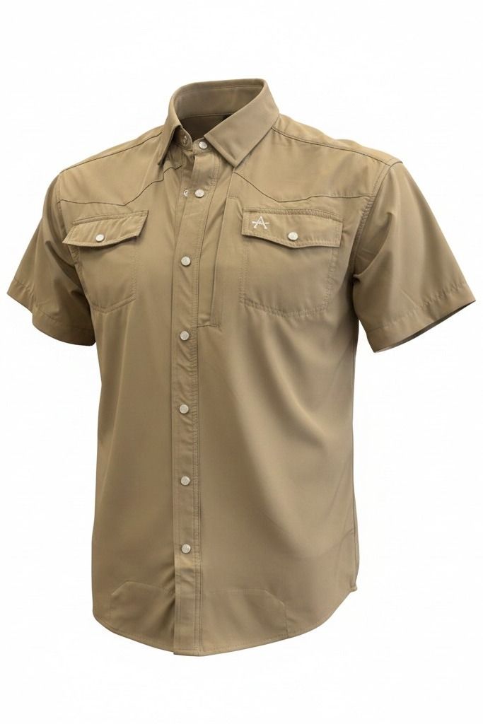 Arrowhead Ranch Performance Pearl Snap - Short Sleeve  - Khaki