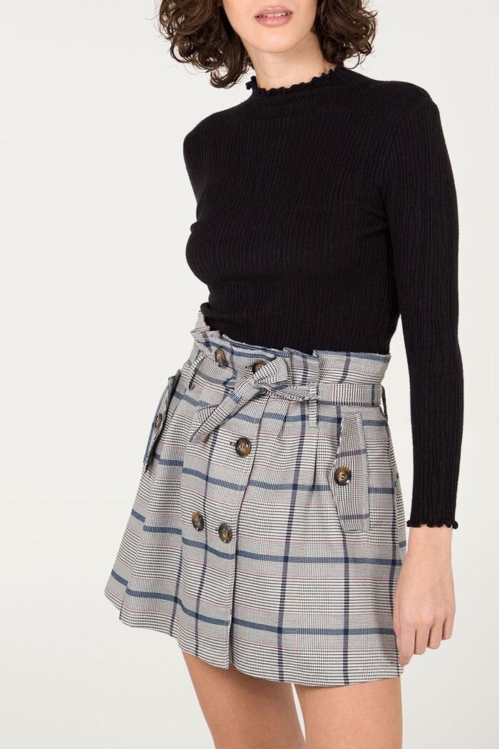 CHECK PAPERBAG MINI SKIRT