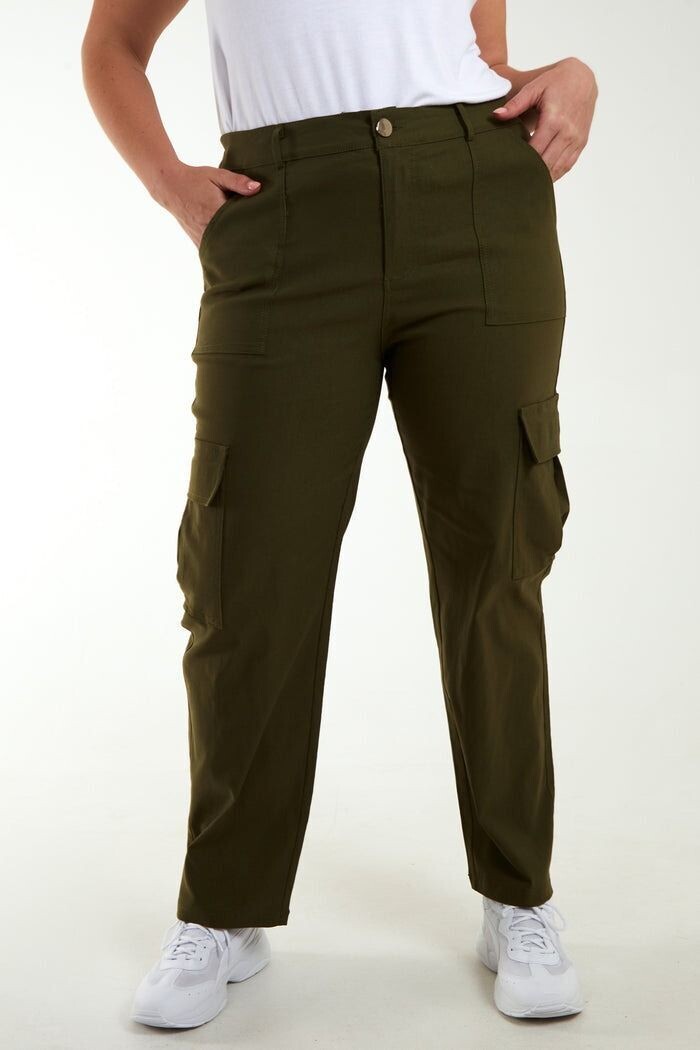 CURVE STRAIGHT LEG POCKET DETAIL CARGO JEANS