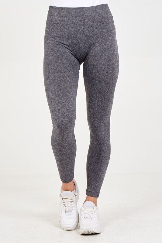 BASIC GREY MELANGE FLEECE LINED LEGGING