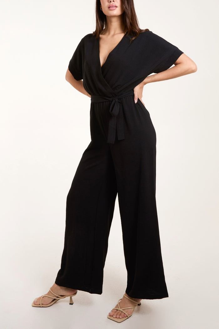 WIDE LEG WRAP JUMPSUIT