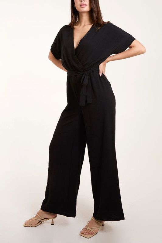 WIDE LEG WRAP JUMPSUIT
