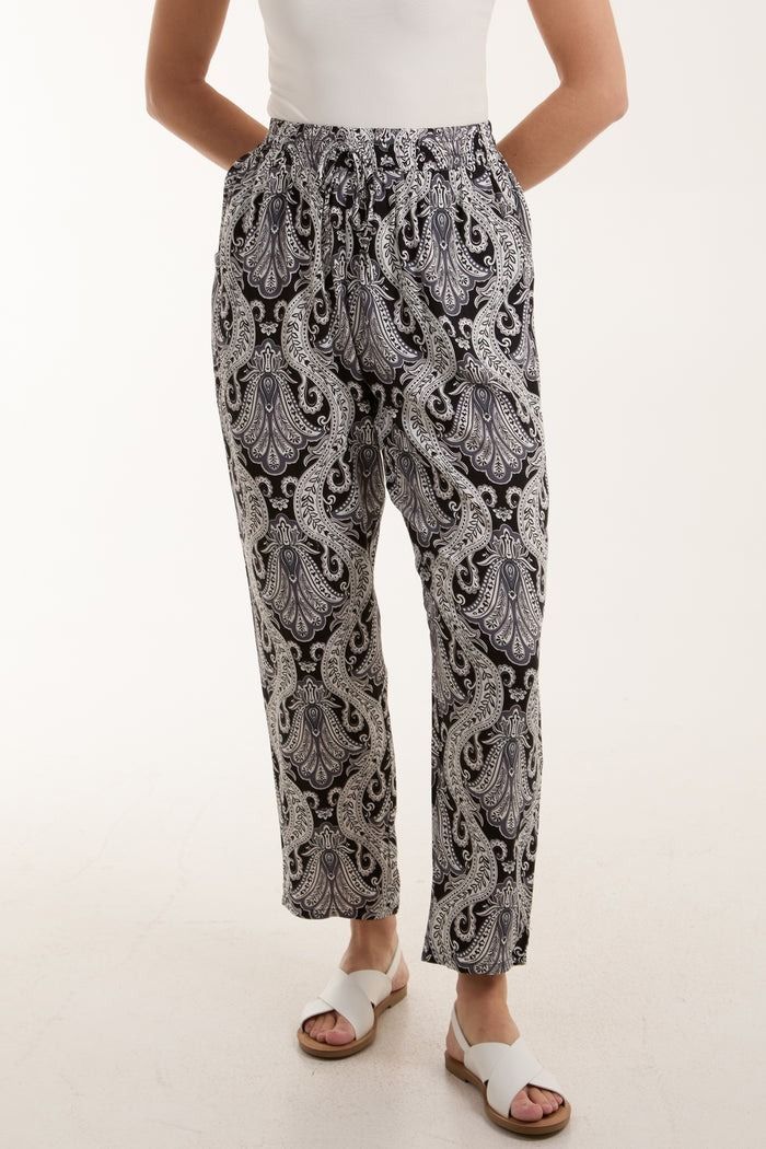 PAISLEY PRINT CAPRI TROUSERS