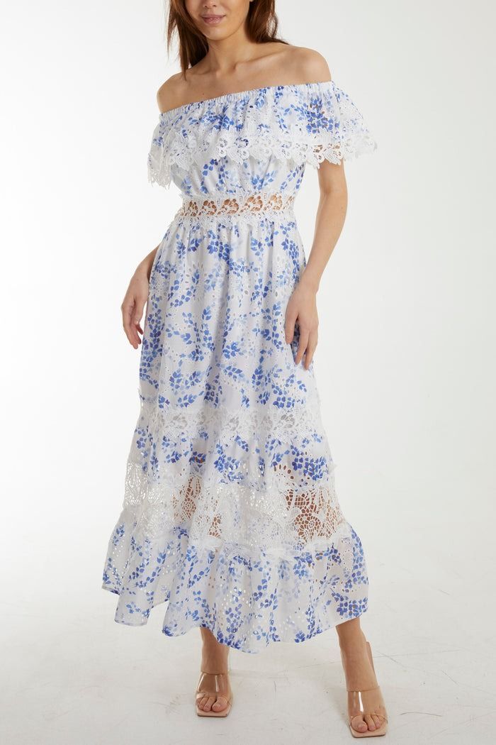 BARDOT FLORAL & LACE MAXI DRESS