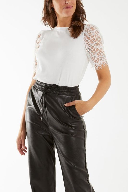 LACE SLEEVE T-SHIRT