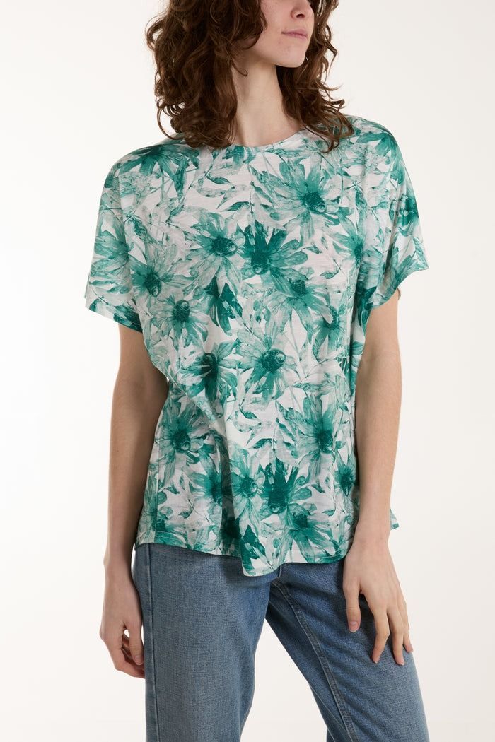 ABSTRACT FLORAL PRINT TEE
