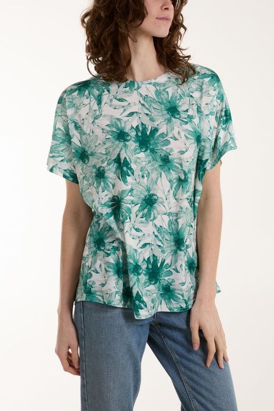 ABSTRACT FLORAL PRINT TEE